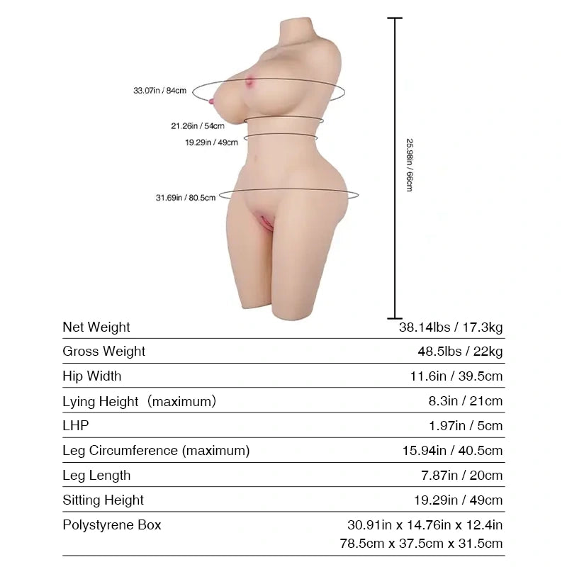 Ginny: 38.1LB Removable Vaginal Sex Doll 4 in 1 with Tantabosom